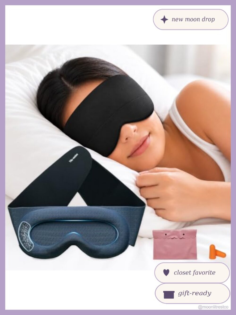 Weighted 3D Sleep Mask Blackout Eyelash Friendly Adjustable Eye Mask